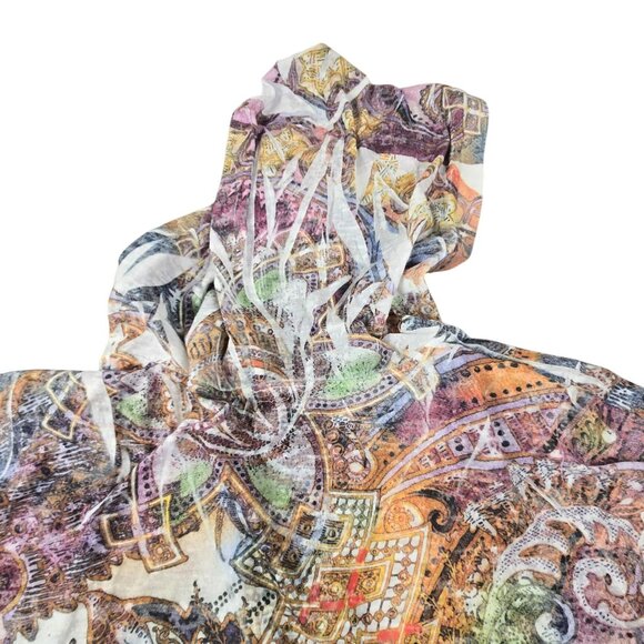 Maurices Top Paisley Print Short-Sleeve Hoodie Size L Multicolor JH1829 - Picture 7 of 9